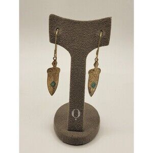 Vintage Sterling Silver with Gold and Green Detail Dangle Earrings